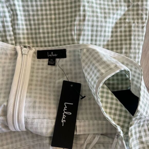 Lulus Green Gingham Mini Dress size XL - Picture 5 of 8